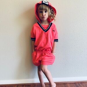 DKNY Girls Hooded Romper Coral /Sz:6X/NWT